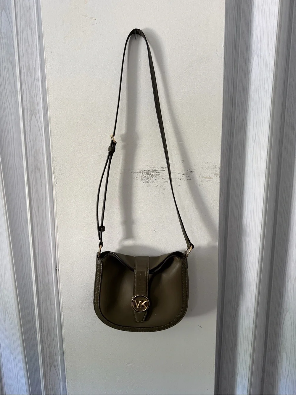 Michael Kors Olive Green Saddle Crossbody Bag